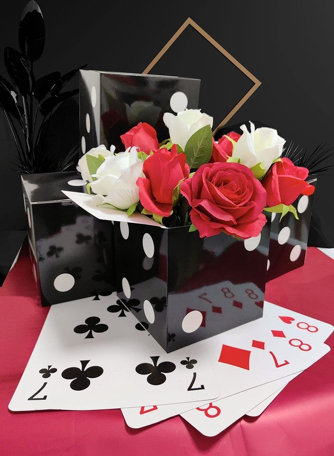 Eylola 6 Pcs Black Floral Dice Boxes 8 x 8 x 8 Inch - Bulk for Centerpieces, Casino Party Decorations, Game Night Decorations, Casino Themed Party Goodie Boxes, Gift Box - Image 1
