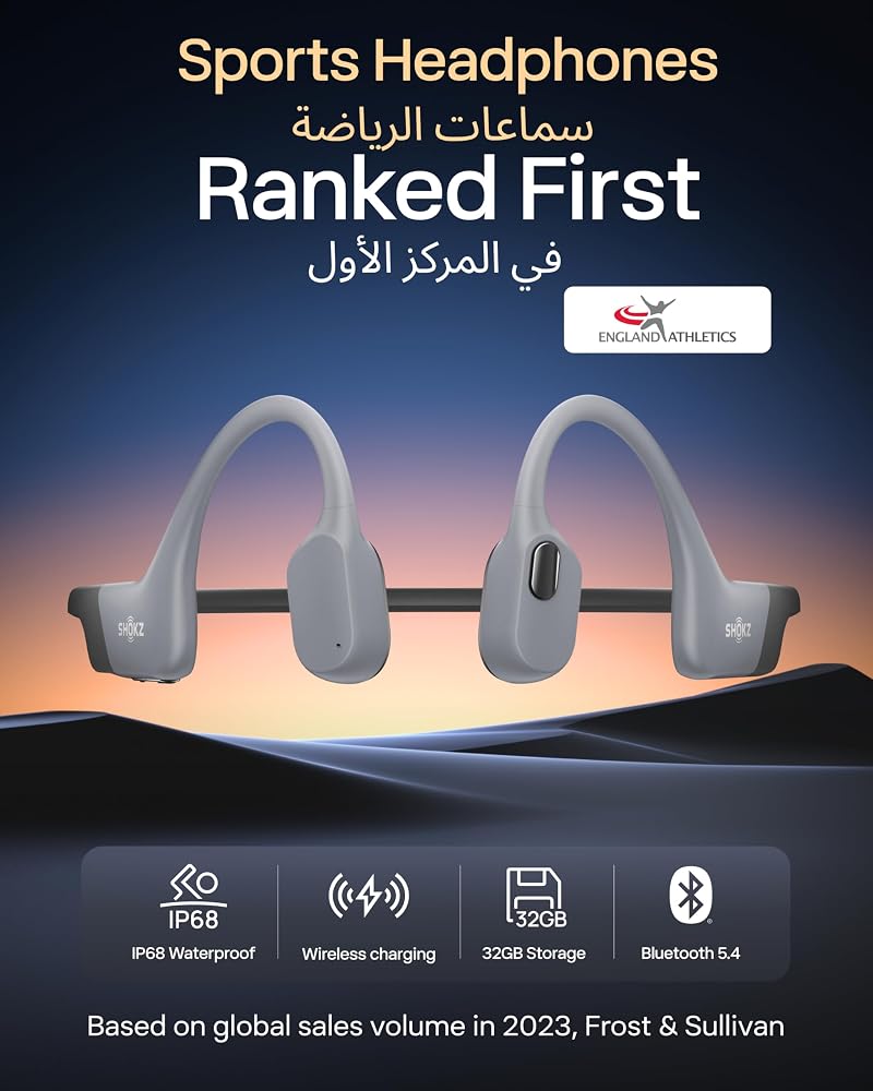 SHOKZ OpenSwim Pro Bone Conduction Sports Headphones, IP68 Waterproof Open-Ear Wireless Earphones with Bluetooth 5.4, 32GB of MP3 Storage, Noise Cancelling Mics, 9h Playtime for Running, Swimming-Grey - Image 2