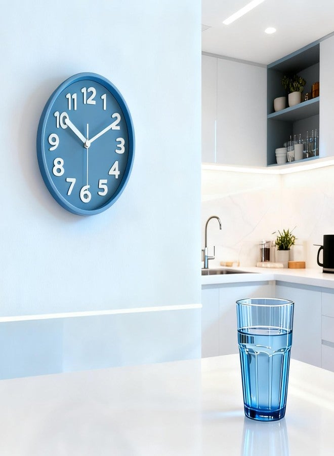 45MinST 8-Inch Blue Modern Wall Clock – Silent Non-Ticking, 3D Large Numbers, Accurate Timekeeping | Decorative Wall & Desk Clock with Stand for Living Room, Bedroom, Kitchen, or Office - Image 5