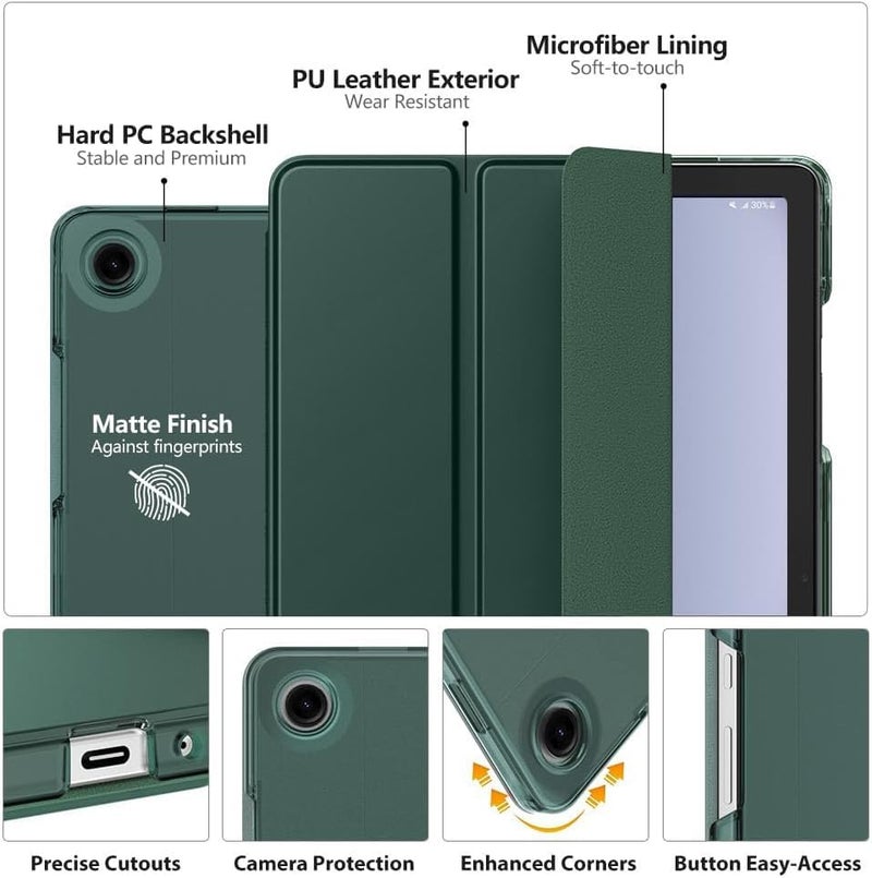 EDNITA Cover for Samsung Galaxy Tab A9 Plus 11 inch Case Cover, Smart Flip Case Cover for Samsung Galaxy Tab A9+ 11 inch Translucent Back (Green) - Image 2