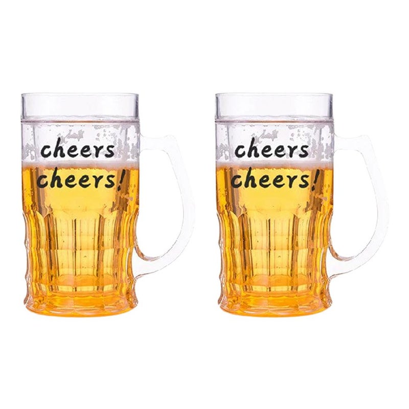 Fake double-layered beer mug, creative and quirky plastic ice double-layered cup. - Image 1