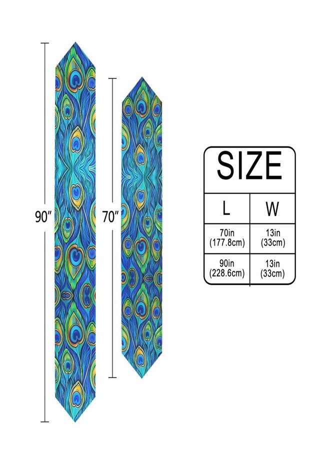 WOOR مفرش طاولة مزدوج الجوانب من WOOR بنقشة طاووس، مقاس 13 × 70 بوصة، مناسب لحفلات الزفاف والمناسبات والأعياد، وللمطبخ وغرفة الطعام والديكور المنزلي اليومي. - Image 4