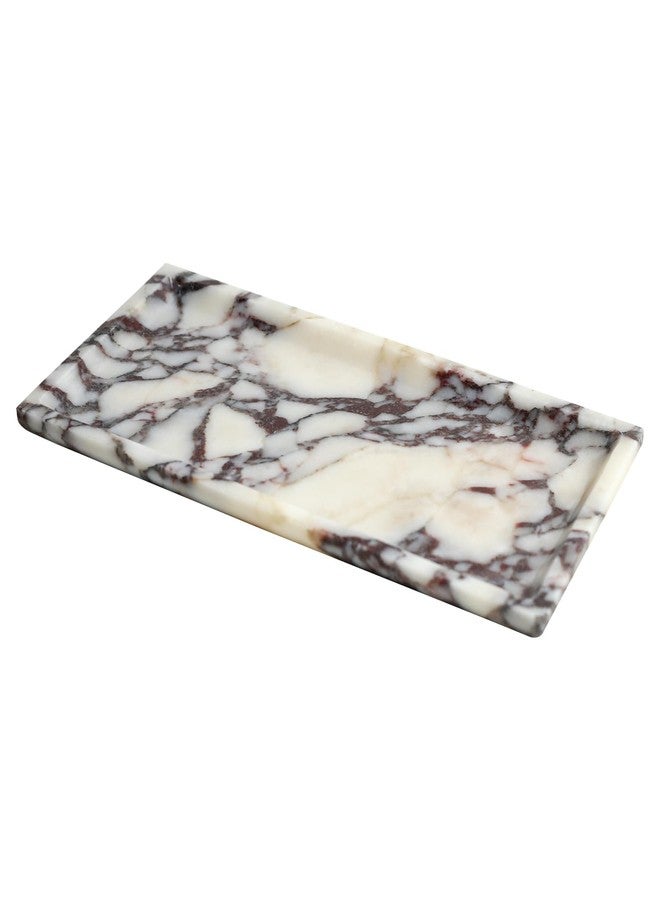 DUANYAN Natural Marble Tray, Coffee Table, Food, Fruit, Paper Cup, Cake Display, Coffee bar, Family Gatherings, Seasonal Holiday Decoration Tray(Viola-rectangle-11 x5 x0.7) - Image 1