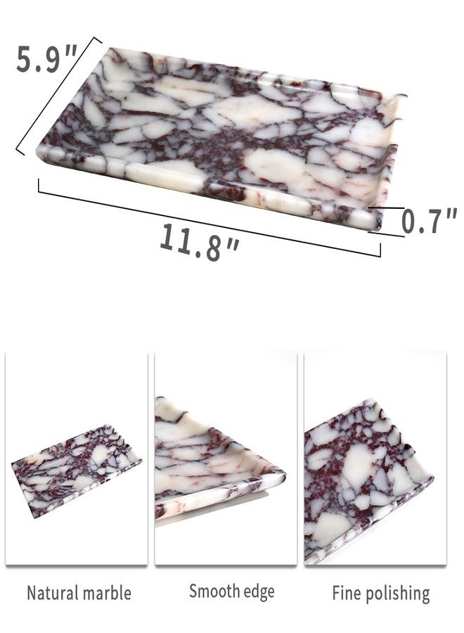 DUANYAN Natural Marble Tray, Coffee Table, Food, Fruit, Paper Cup, Cake Display, Coffee bar, Family Gatherings, Seasonal Holiday Decoration Tray(Viola-rectangle-11 x5 x0.7) - Image 2