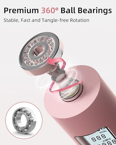 YOTTOY حبل قفز يوتوي بدون سلك مع عداد - حبل قفز بدون حبل 2 في 1 مع كرة كبيرة بدون سلك - مثقل للنساء مع شاشة LCD (وردي) - Image 4