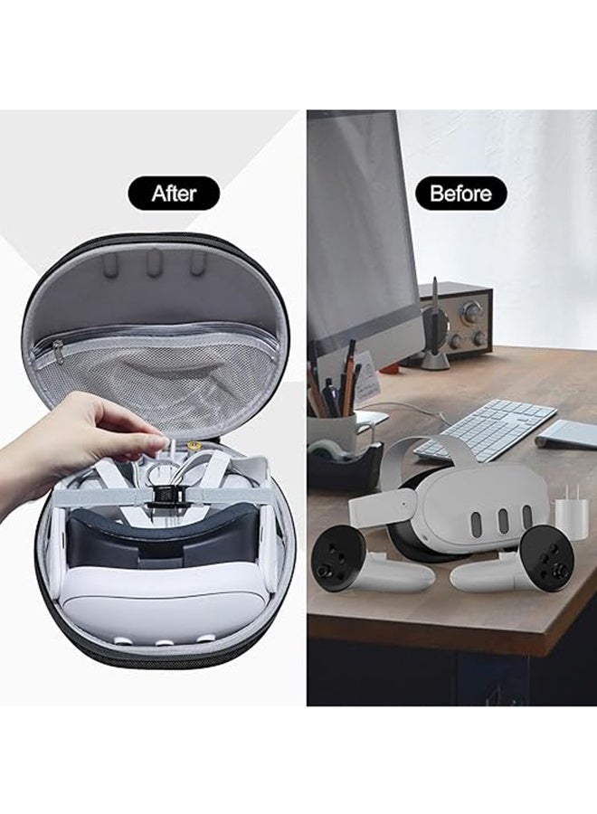 Hard Carrying Case Compatible with Meta Quest 3 Accessories VR Headset, Touch Controllers and Other Accessories, Ultra-Sleek Design for Travel and Home Storage (Black) - Image 3
