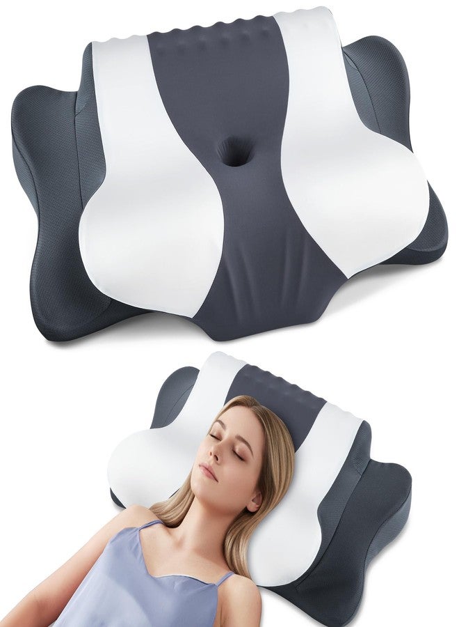 DONAMA Cervical Neck Pillow for Pain Relief,Cervical Pillow with Memory Foam Ergonomic Pillows with Dual Heights for Back,Stomach and Side Sleepers Kids' Floor Pillows Cushions (Grey, Standard 26"×15") - Image 1