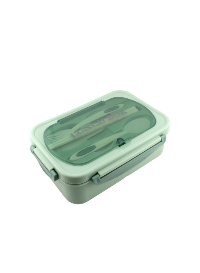 CRAVISTA Bento Lunch Box for Adults and Kids – 1200ML Leakproof 3-Compartment Lunchbox with Spoon & Fork – BPA-Free, Microwave Safe, Durable Food Container (Green) - Image 1