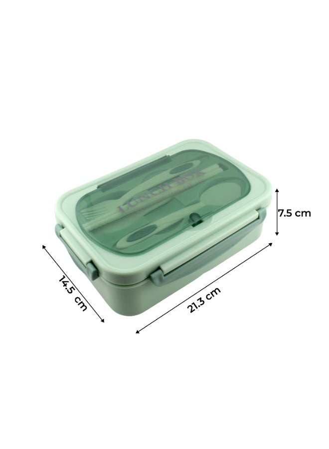 CRAVISTA Bento Lunch Box for Adults and Kids – 1200ML Leakproof 3-Compartment Lunchbox with Spoon & Fork – BPA-Free, Microwave Safe, Durable Food Container (Green) - Image 5