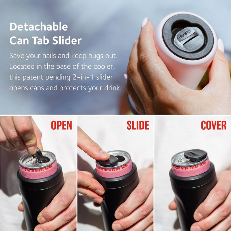 Huski Slim Can Cooler | NEW | Fits 250ml Premix/RTD, Energy & Soft Drink Cans | Triple Insulated | Detachable 2-in-1 Can Tab Slider | Keeps Cans up to 5X Colder | Great Gift (Brushed Stainless) - Image 3