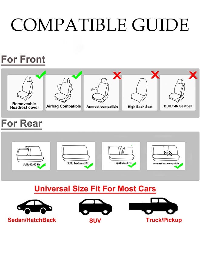 DUNISO غطاء مقعد السيارة 7 قطع، وسادة مقعد مغلفة بالكامل عالمية، غطاء ظهر مقعد السيارة PVC لـ 5 مقاعد، مقاوم للاهتراء ومضاد للانزلاق، سهل التركيب، مناسب لجميع الفصول، مناسب لمعظم مقاعد السيارات - Image 5