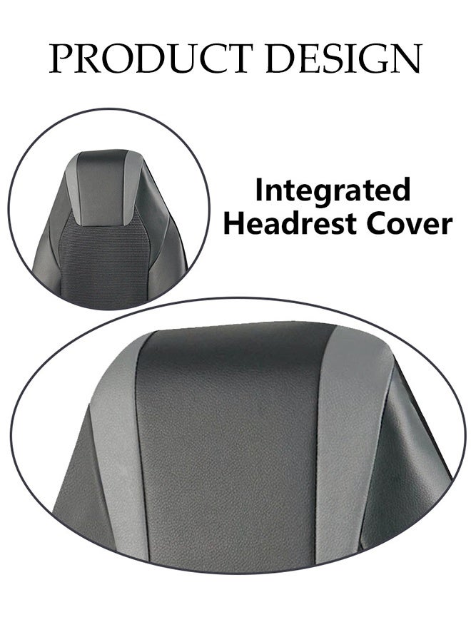 DUNISO غطاء مقعد السيارة 7 قطع، وسادة مقعد مغلفة بالكامل عالمية، غطاء ظهر مقعد السيارة PVC لـ 5 مقاعد، مقاوم للاهتراء ومضاد للانزلاق، سهل التركيب، مناسب لجميع الفصول، مناسب لمعظم مقاعد السيارات - Image 3