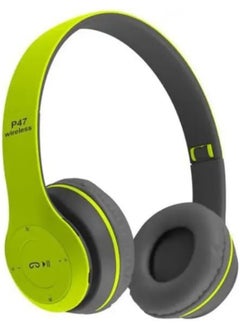 P47 Wireless Bluetooth Headphone P47 - Over Ear Stereo Music Headset with Memory Card Support, Gaming Headphones with Built-in Microphone for Laptop, Mobile Phone-Green  - Image 1