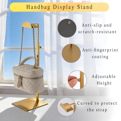 MCKECHSION Purse Display Stand, 3 Pack Purse Rack Stainless Steel Anti-fingerprints Purse Holder Gold Hanging Hook Stands Adjustable Height Table Ornament Display Stand for Home Store Boutique Counter - Image 5
