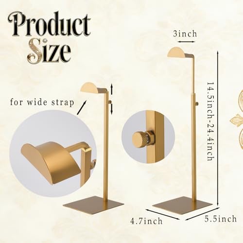 MCKECHSION Purse Display Stand, 3 Pack Purse Rack Stainless Steel Anti-fingerprints Purse Holder Gold Hanging Hook Stands Adjustable Height Table Ornament Display Stand for Home Store Boutique Counter - Image 4