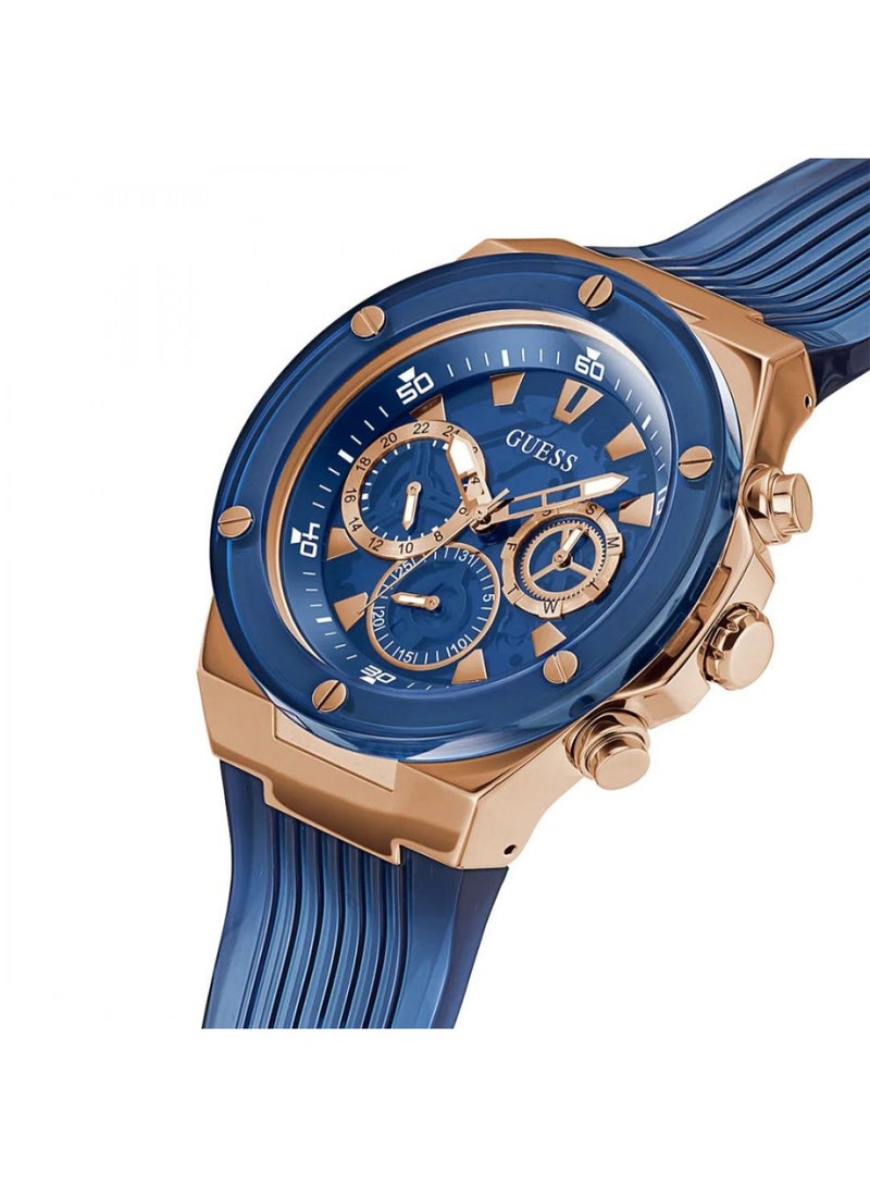 GUESS ساعة جيس كرونوغراف زرقاء للرجال بسوار من السيليكون - GW0425G3 - Image 2