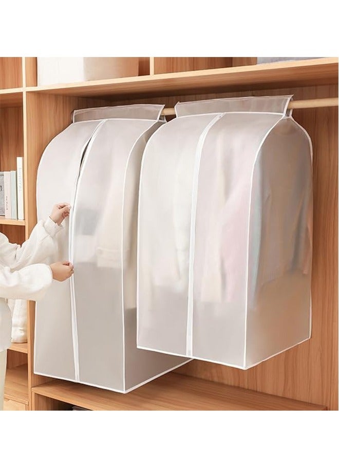 2 قطعة غطاء سكة تعليق الملابس، غطاء غبار شفاف للملابس مقاوم للاستحمام مع سحاب، أكياس واقية للملابس معلقة لخزانة مفتوحة، تمنع الحشرات والغبار من تلطيخ الملابس (M+L) - Image 1