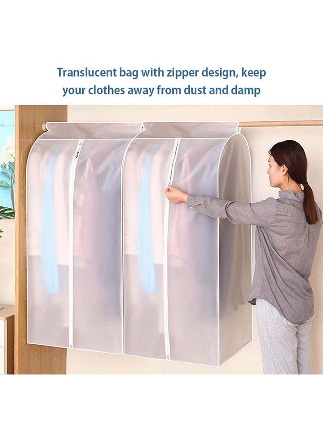 2 قطعة غطاء سكة تعليق الملابس، غطاء غبار شفاف للملابس مقاوم للاستحمام مع سحاب، أكياس واقية للملابس معلقة لخزانة مفتوحة، تمنع الحشرات والغبار من تلطيخ الملابس (M+L) - Image 4