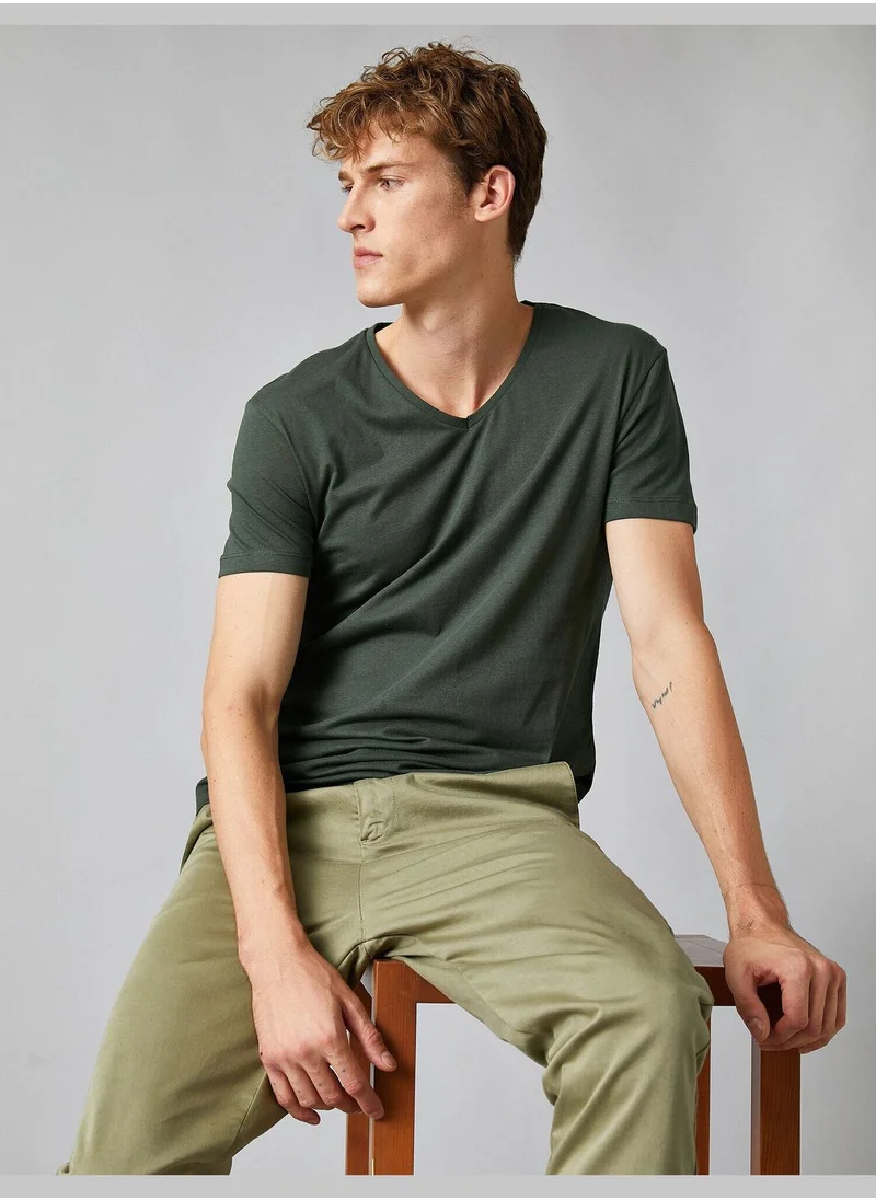 KOTON Short Sleeve V Neck Basic T-Shirt