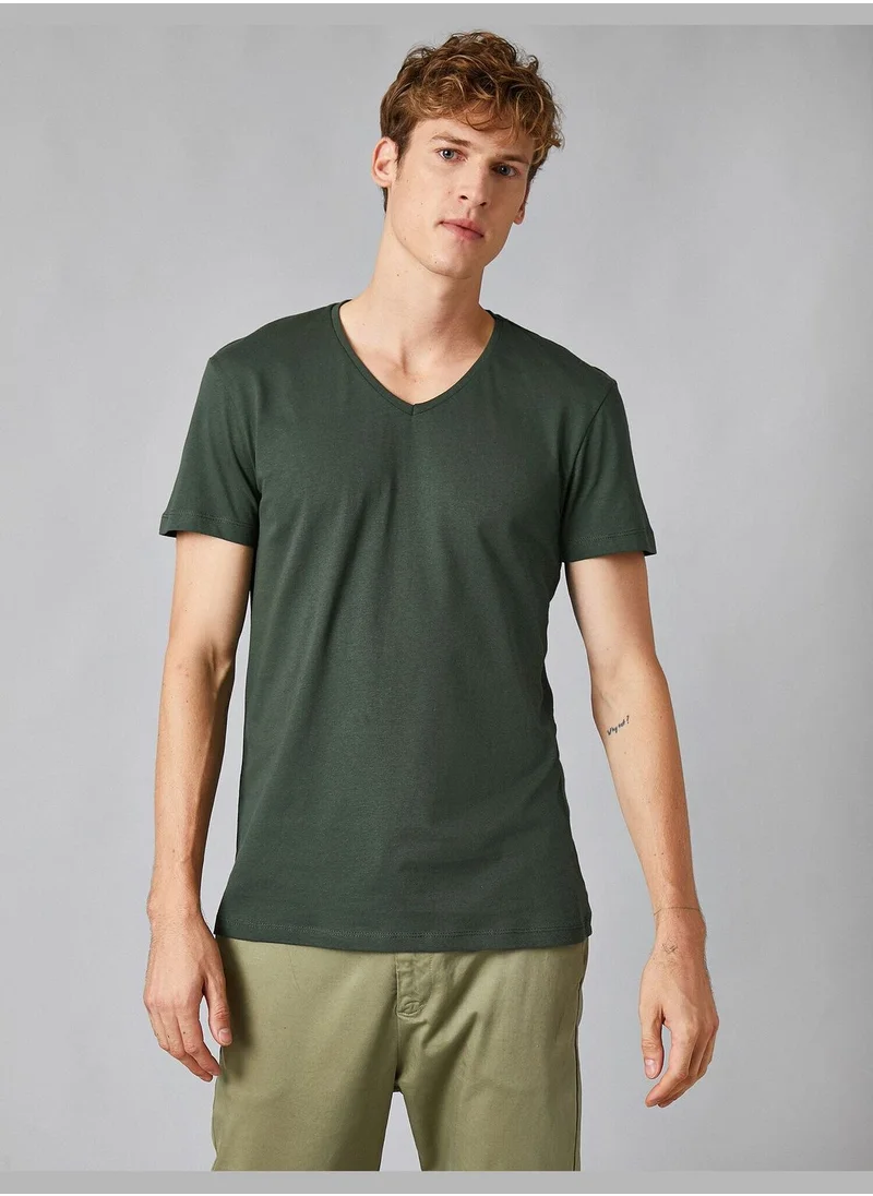 KOTON Short Sleeve V Neck Basic T-Shirt