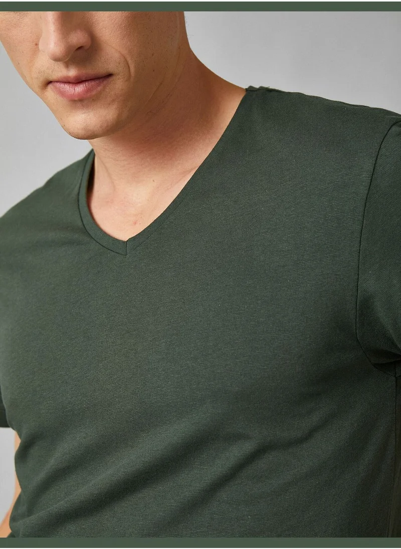 KOTON Short Sleeve V Neck Basic T-Shirt