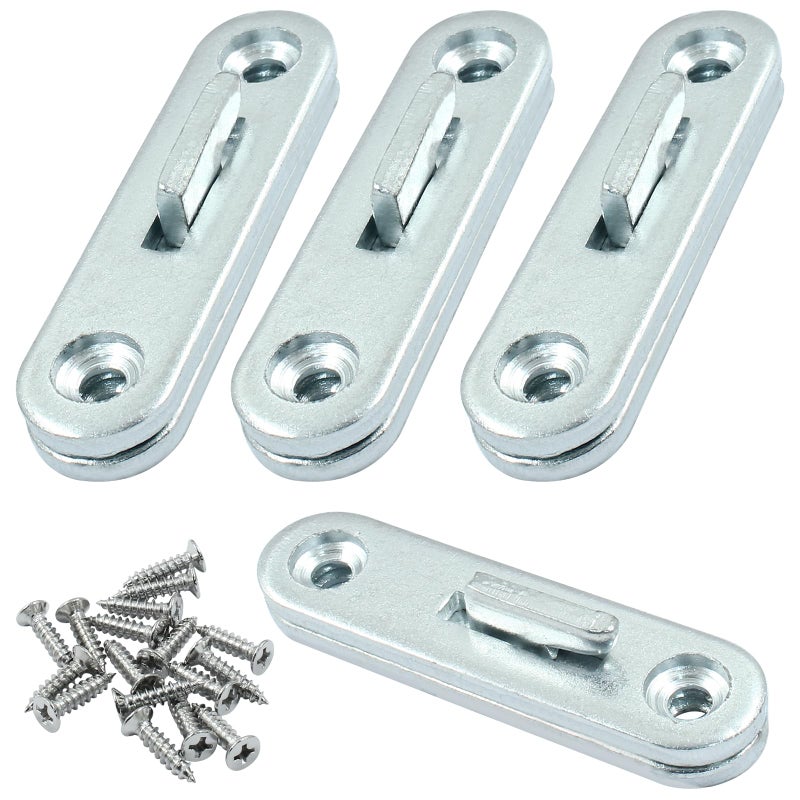 Hordion Hordion 4 Sets 3" Bed Rail Fasteners, Wood Bed Rail Fittings Furniture Bed Frame Hardware - Image 1