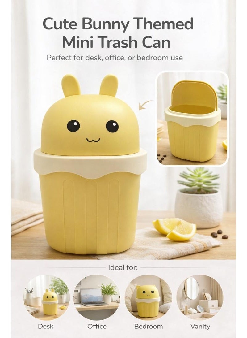 Fikriyah | Mini Trash Can - Trash Bin For Office - Cute Dustbin - Yellow -  1.5L - Image 2