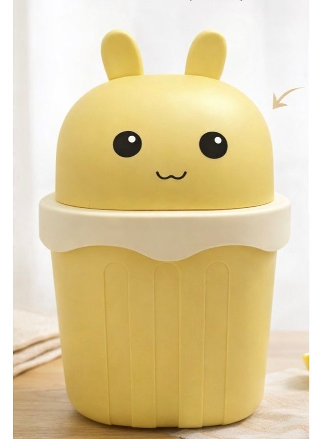 Fikriyah | Mini Trash Can - Trash Bin For Office - Cute Dustbin - Yellow -  1.5L - Image 1