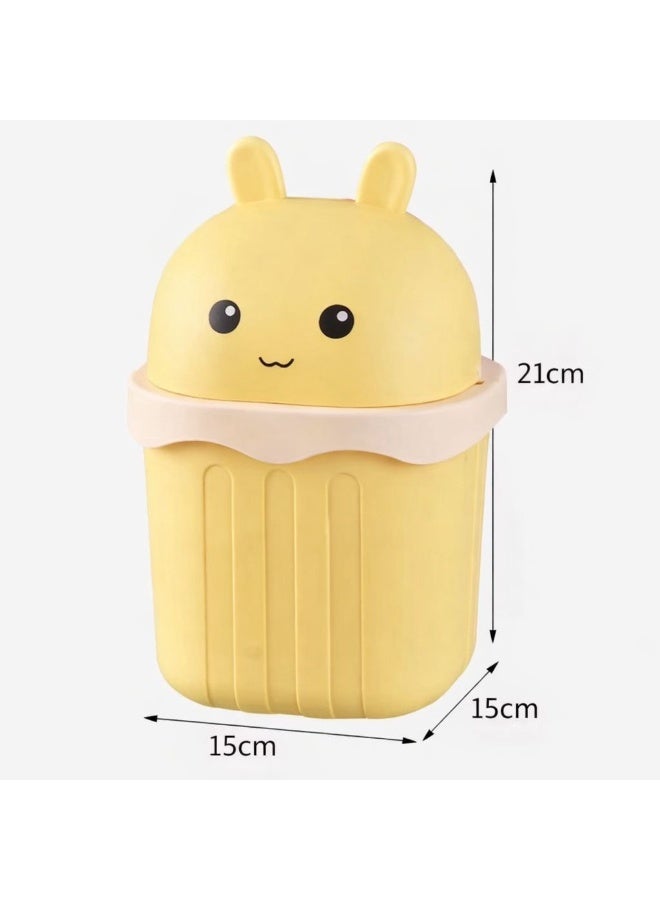 Fikriyah | Mini Trash Can - Trash Bin For Office - Cute Dustbin - Yellow -  1.5L - Image 3