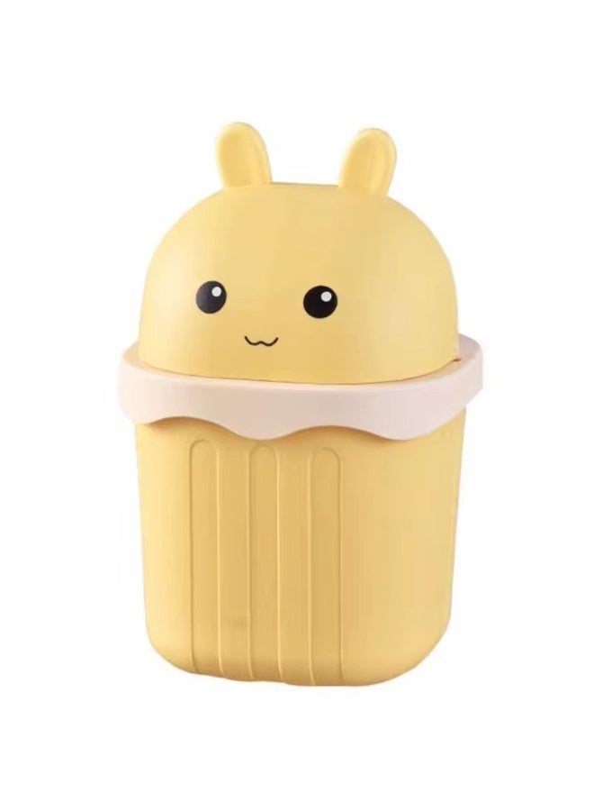 Fikriyah | Mini Trash Can - Trash Bin For Office - Cute Dustbin - Yellow -  1.5L - Image 4