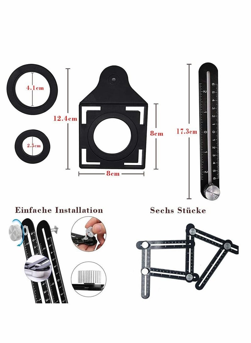 Multi Angle Measuring Ruler, Aluminum Alloy Template Tool Drill Guide Ceramic Tile Hole Punch Locator, 6 Fold Measuring Tool for DIY Handymen Builders Carpenters, Tilers, Craftsmen - Image 4