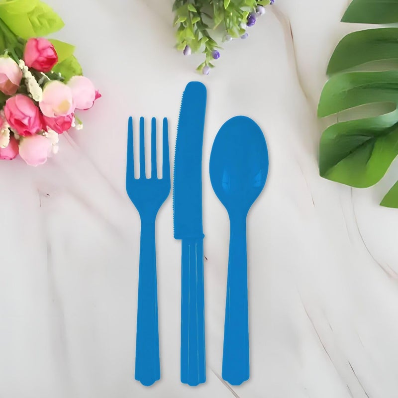 Amscan Assorted Bright Royal Blue Plastic Cutlery (Pack of 24) - Elegant  Durable & Disposable Party Supplies for Every Occasion - Image 3