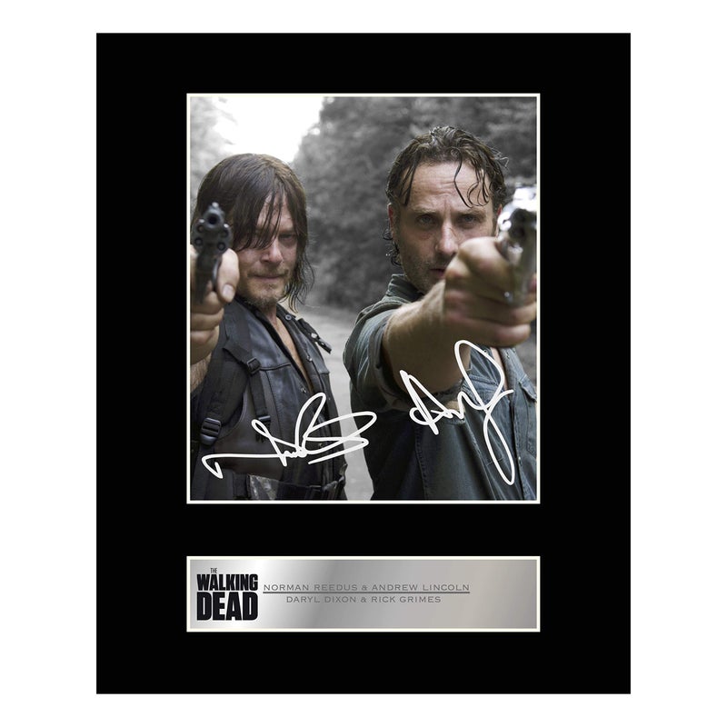iconic pics Norman Reedus, Daryl Dixon and Andrew Lincoln, Rick Grimes Signed Mounted Photo Display Walking Dead - Image 1