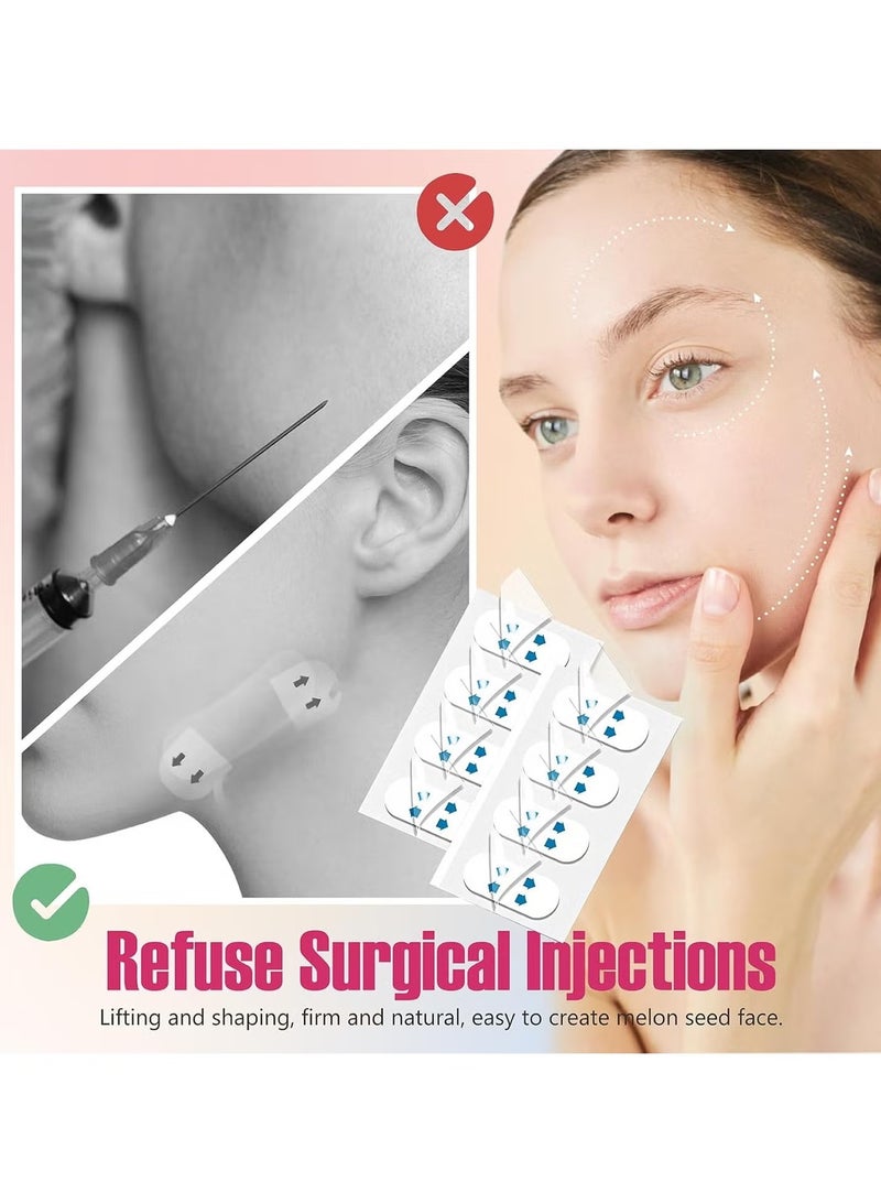 JUE-FISH Face Lift Tape, Face Lift Tape Invisible, Face Tape Lifting Invisible, Face Tape Instantly Lifts Sagging Skin Around The Face, Hides The Double Chin and Creates A v-Shaped Face 40PCS - Image 4