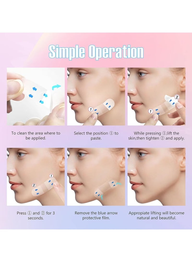 JUE-FISH Face Lift Tape, Face Lift Tape Invisible, Face Tape Lifting Invisible, Face Tape Instantly Lifts Sagging Skin Around The Face, Hides The Double Chin and Creates A v-Shaped Face 40PCS - Image 3