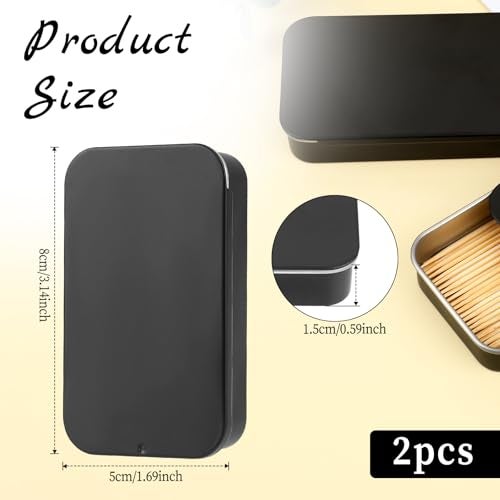 Sliverdew 2Pack Dental Floss Portable Case Tooth Picks Dispense Refillable Glide Floss Storage Container Storage Adult Floss of Various Sizes for Portable Travel Flossing Solution, Black - Image 2