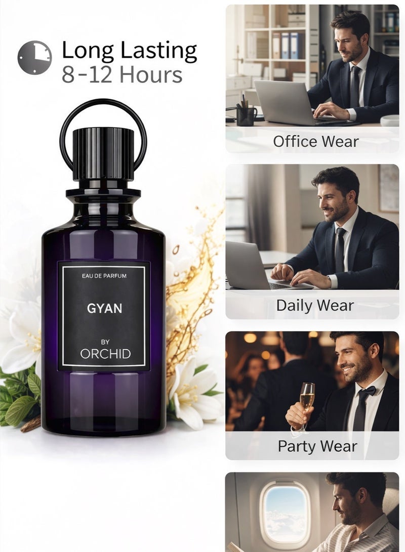 Orchid Gyan Pure Homme Eau De Parfum 100ml Perfume for Men Long Lasting Woody Spicy Fragrance with Hyacinth Pineapple Cinnamon Iris Jasmine Vetiver Musk Patchouli - Image 3