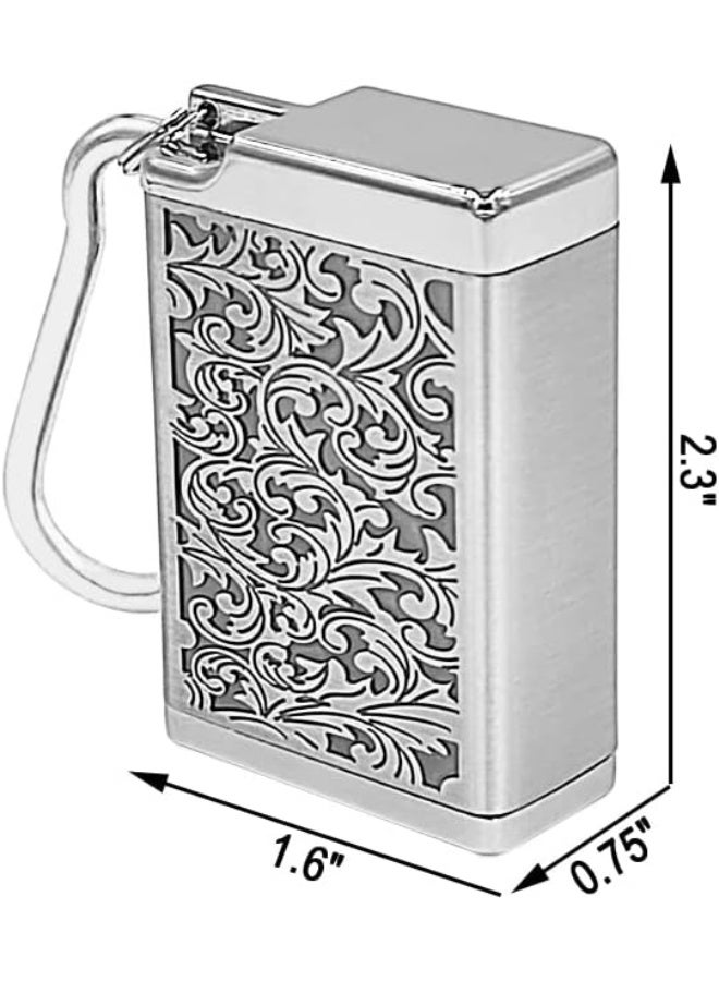 Metal Portable Ashtray with Lid,Outdoor Pocket Ashtray for Cigarettes,Cute Travel Ashtray with Keychain,Relief Silver - Image 3