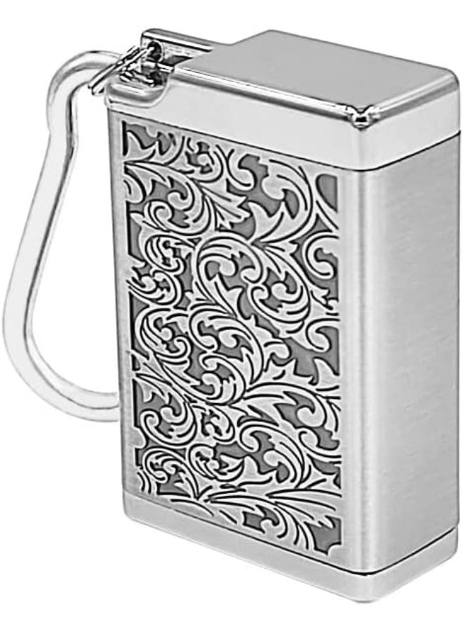 Metal Portable Ashtray with Lid,Outdoor Pocket Ashtray for Cigarettes,Cute Travel Ashtray with Keychain,Relief Silver - Image 1