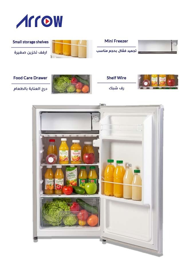 Arrow Single Door 84 Liters, 3 Cubic feet, Direct Cool Refrigerator/Defrost Mini Fridge/Quick Cooling with Temperature Control/Wire Shelves/ Noiseless With High-Quality Compressor, Energy Saving, Transparent Door Basket, Extra Space and Long Lasting Freshness with Interior Light - (Silver Color) 2 Years Warranty - Image 2