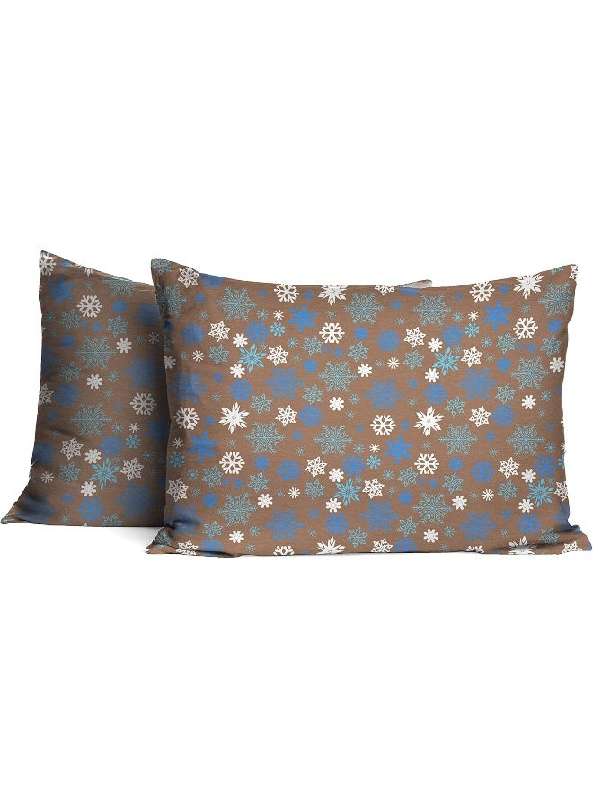 Pointehaven Heavy Weight Printed Flannel Sheet Set, Twin, Snow Flakes/Tan - Image 4