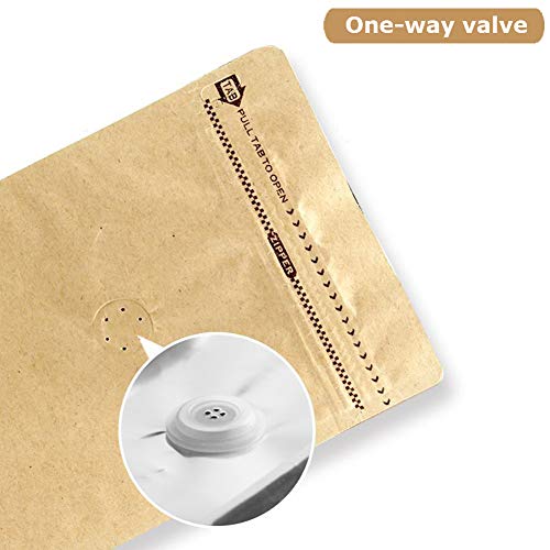 mocare Coffee Bags 0.5 Lb - Kraft Paper Bags Kraft Coffee Bags with Valve,50Pcs Stand up Coffee Pouches for Coffee Bean Storage-8oz (50 Pieces) (0.5lb / 8oz) - Image 4