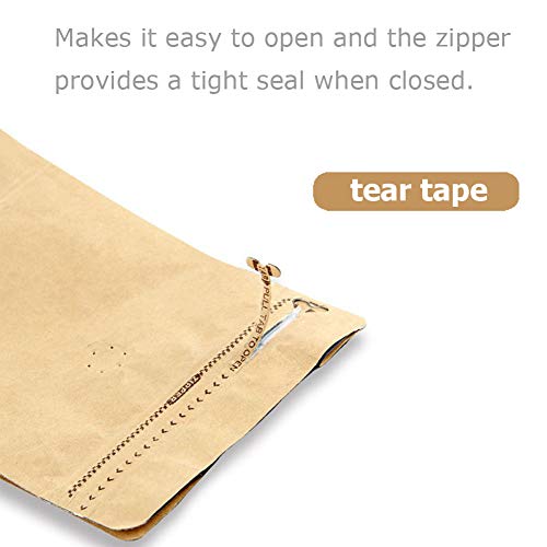 mocare Coffee Bags 0.5 Lb - Kraft Paper Bags Kraft Coffee Bags with Valve,50Pcs Stand up Coffee Pouches for Coffee Bean Storage-8oz (50 Pieces) (0.5lb / 8oz) - Image 3