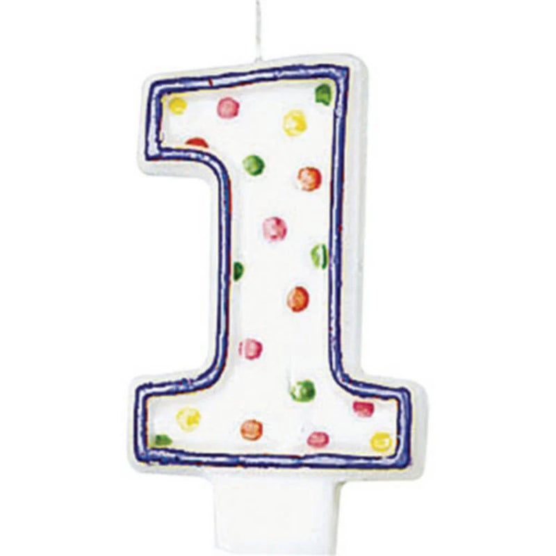 Amscan Polka Dots #1 Flat Molded, One Size Candles, Multicolor - Image 1