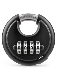 Y&D Combination Lock, 4 Digit Disc Padlock with Hardened Steel Shackle, Keyless Heavy Duty Combo Lock for Outdoor Sheds Fence, Gate Hasps, Storage Unit, School Gym Locker (‎Black)  - Image 1
