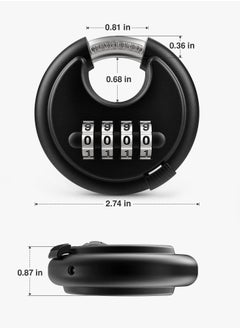 Y&D Combination Lock, 4 Digit Disc Padlock with Hardened Steel Shackle, Keyless Heavy Duty Combo Lock for Outdoor Sheds Fence, Gate Hasps, Storage Unit, School Gym Locker (‎Black)  - Image 2