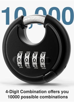 Y&D Combination Lock, 4 Digit Disc Padlock with Hardened Steel Shackle, Keyless Heavy Duty Combo Lock for Outdoor Sheds Fence, Gate Hasps, Storage Unit, School Gym Locker (‎Black)  - Image 5