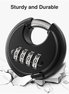 Y&D Combination Lock, 4 Digit Disc Padlock with Hardened Steel Shackle, Keyless Heavy Duty Combo Lock for Outdoor Sheds Fence, Gate Hasps, Storage Unit, School Gym Locker (‎Black)  - Image 4