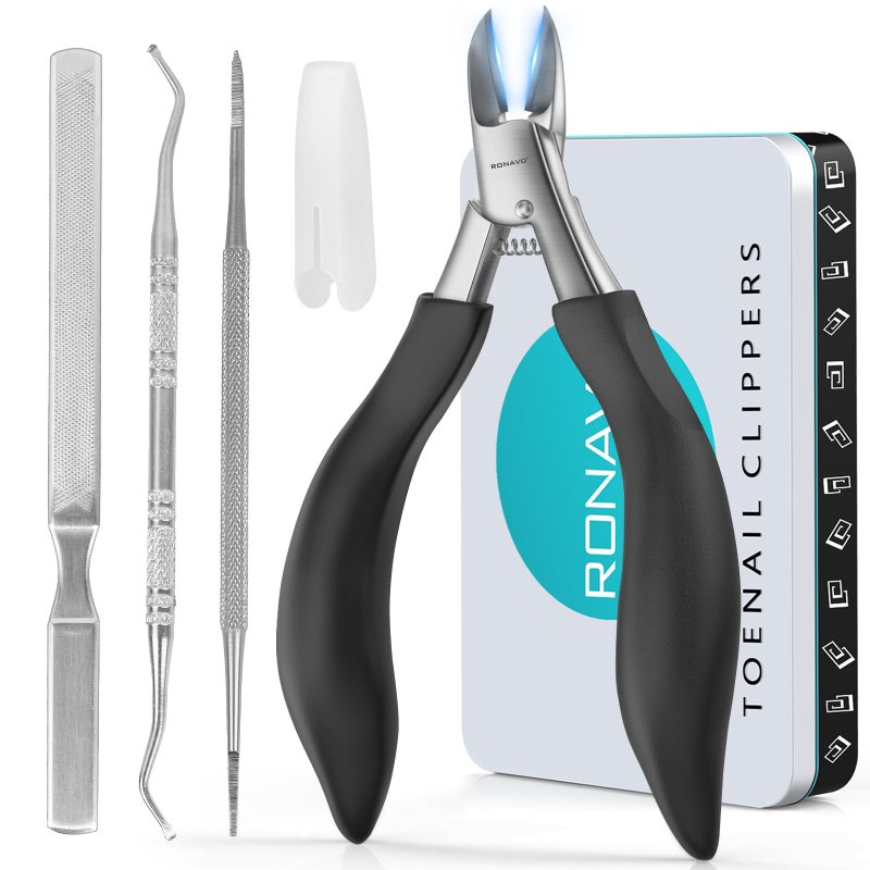 Toenail Clippers for Ingrown Thick Toenails Heavy Duty Toe Nail Clippers for Remove Side Ingrown Toenail with Angled Sharp Blades Professional Pedicure Tool with Long Handle for Seniors Men