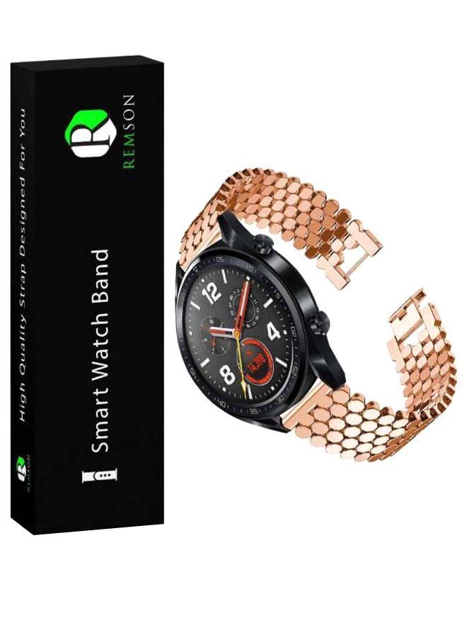NIBEMINENT Stainless Steel Replacement Band For Huawei Watch GT Rose Gold  - Image 1